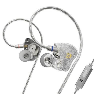 Imagem de CCA ND 001 4BA+1DD in Ear Monitor, Fones de ouvido HiFi IEM, fones de ouvido graves profundos com fio com cabo removível sem emaranhamento (com microfone)