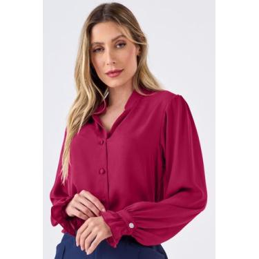 Imagem de Camisa PKS Manga Longa Botão Strass Punho Magenta, GG