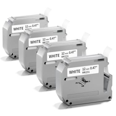 Imagem de M-K231 Fita de etiqueta de substituição para M-K231s Brother Label Maker Tape 12 mm 0,47 M fita preta sobre branco compatível com Brother PT-M95 PT-90 PT-85 PT-80 PT-70 PT-65 PT-60 PT-45 etiquetadoras