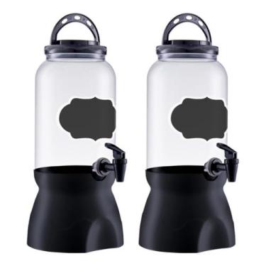 Imagem de Kit 2 Suqueira De Plástico Tampa E Torneira 3,6L Bebidas(Preto)