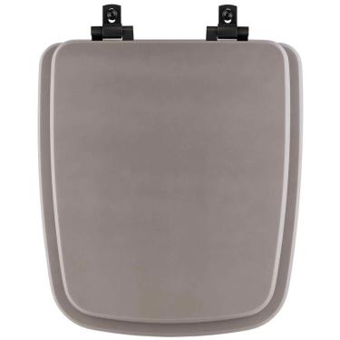 Imagem de Assento Sanitário Mdf Soft Close Boss Stone (Cinza Fosco) Para Vaso Incepa Com Ferragem Preta