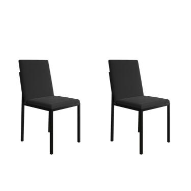 Imagem de Kit 2 Cadeiras De Jantar Estofadas Mônaco Veludo Preto - Cor: Preto