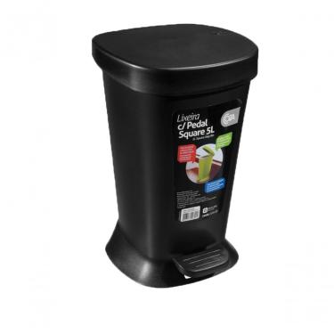 Imagem de Lixeira Com Pedal Square 21,4 X 32 X 20,3 Cm 5 L Preto Coza
