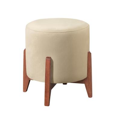 Imagem de Puff Banqueta Thor Luxo Madeira Maciça Castellar Móbile Veludo Bege Claro