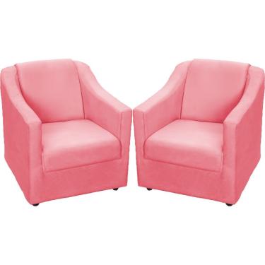 Imagem de Kit 2 Poltronas Mila Pé De Plástico Cromado - Rosê Suede
