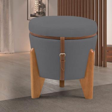 Imagem de Puff Flex Veludo Base Tampo Imbuia Cinza