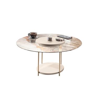 Imagem de Mesa De Centro Decorativa Sala De Estar Walker Pés De Aço Tampo Vidro Off White G26 - Gran Belo