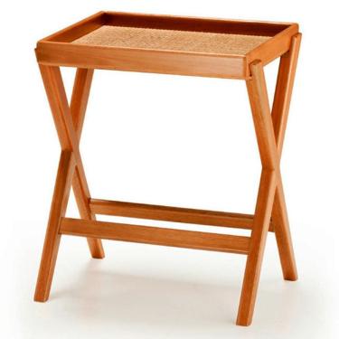 Imagem de Mesa Bandeja Scarmat Ozki 50 Cm Madeira Eucalipto Cedro Palha De Buriti