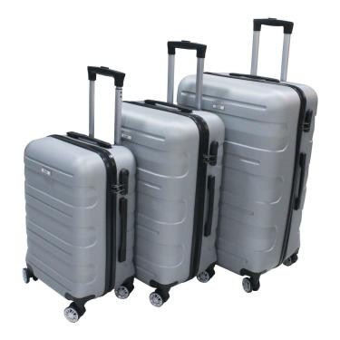 Imagem de Kit Mala De Viagem Hermes 3 Peças 10kg 23kg E 32kg Prata