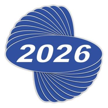 Imagem de Adesivos Versa Tags 2026 Oval Model Year Car Revendedor Janela Adesivos Orgulhosamente Feito nos EUA Versa Oval Modelo Para-brisa Ano Adesivos são Azul e Branco na Cor Vem Doze (12) para Um Pacote