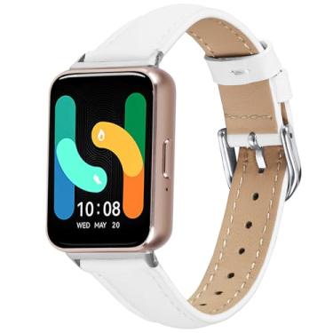 Imagem de Compatível com Samsung Galaxy Fit3 (SM-R390), pulseira de couro elegante, acessório para smartwatch Samsung Galaxy Fit 3 (SM-R390) (branco)