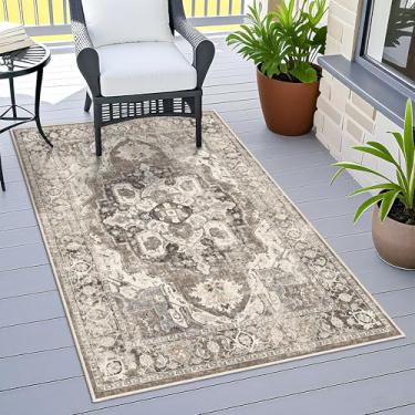 Imagem de YOUFORTONG Tapetes laváveis de área 3x5: tapetes para sala de estar tapete ultra macio para quarto tapete impermeável tapetes antiderrapantes para pisos de madeira (bege, 3x5)