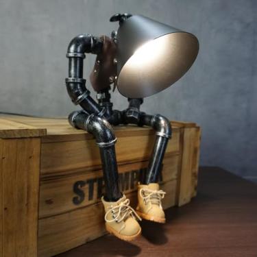 Imagem de HAMOQI Luminária De Mesa Estilo Robô Cowboy Steampunk, Com Design Botas E Jaqueta, Luzes Industriais Tubo Metal, Moderna Brilho Ajustável, Decoração Retrô Exclusiva, Presentes Criativos Artísticos P
