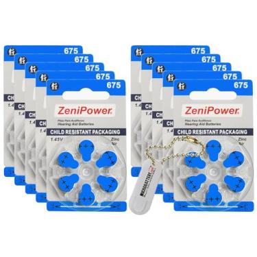 Imagem de ZeniPower 60 Pilhas Para Aparelhos Auditivos Tamanho: 675 + Kit De Chaveiro Com Suporte