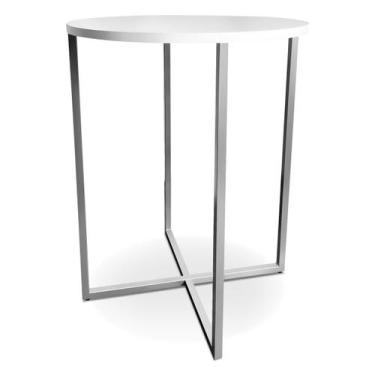 Imagem de Mesa De Canto Alta Gana - Prata/Branca - Genus Móveis, Prateado