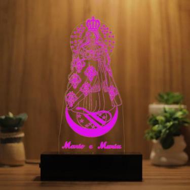 Imagem de Luminária Abajur Nossa Senhora de Caacupê LED Rosa - Bold