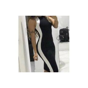 Imagem de Vestido feminino midi faixa lateral branca - Filó Modas, g, Vermelho