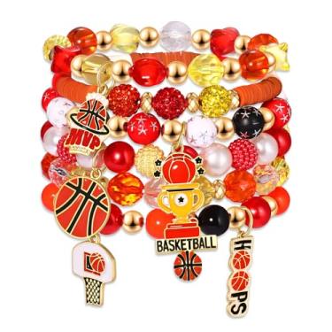 Imagem de BVGA Pulseiras de Dia de Jogo para Mulheres Empilháveis Beisebol Basquete Futebol Futebol com Contas Roupas de Dia de Jogo Acessórios Joias Esportivas Lembranças de Festa Presentes, Large, Miçangas