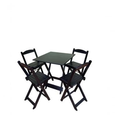 Imagem de Conjunto Dobrável 70x70 Com 4 Cadeiras Preto