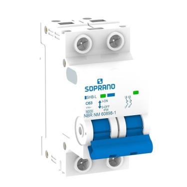 Imagem de Disjuntor Soprano DIN 2P 63A SHB Curva C Cemig Branco