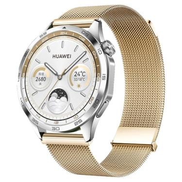 Imagem de HAOZHI 22mm Magnético Pulseira Compatível com Huawei Watch GT 5 4 3 2 46mm,GT5 GT3 GT2 Pro 46mm,GT3 SE,Watch 4 3 Pro,Bracelete Correia para Huawei Watch Ultimate 2 Design,Buds,GT Runner (Dourado)
