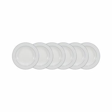 Imagem de Estojo com 6 Pratos Fundos. Modelo Redondo Brasília. Decoração Maitê. Fabricado pela Porcelana Schmidt.
