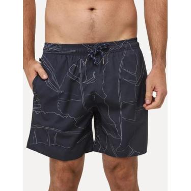 Imagem de Short Aramis Masculino D'Água Elastico Estampado Traços Azul Marinho, 