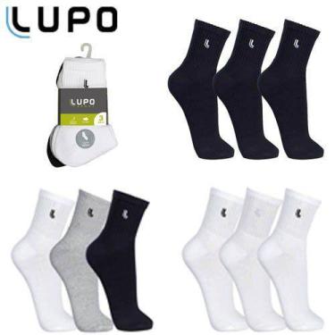 Imagem de kit 3 Meias Esportivas Adulto cano médio Lupo - Ref.  3245, Preto, 37 