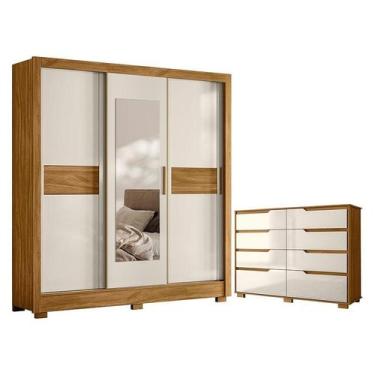 Imagem de Guarda Roupa Casal Bahamas e Cômoda Georgia Freijó Off White Moval