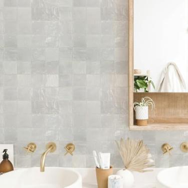 Imagem de Grudado Papel De Parede Lavável Quadrado Branco - 4 folhas