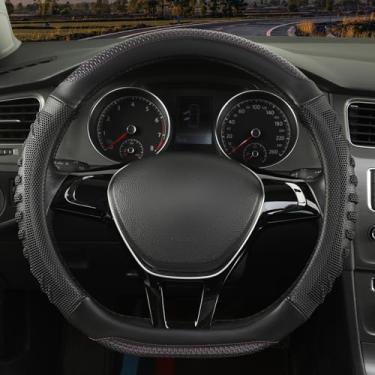 Imagem de WJMZ Capa de volante em forma de D ótima aderência com orifício de favo de mel 3D, design esportivo antiderrapante, universal 38 cm (preto com roxo)