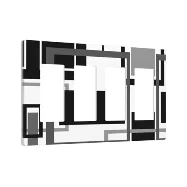 Imagem de Placa decorativa decorativa para interruptores de luz para interruptor de luz decorativa, cinza, preto, cinza, branco, arte abstrata, 4 grupos, quadriciclo, interruptor, sem parafusos