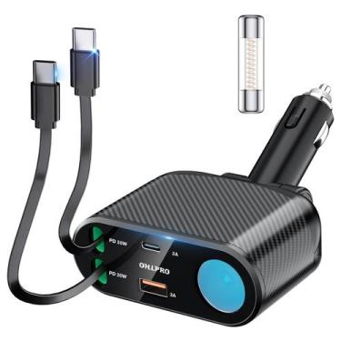 Imagem de Carregador de carro OHLPRO 5 em 1 retrátil de 168 W com cabo USB C dup
