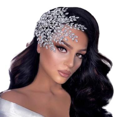 Imagem de TRiXY Faixa de cabeça de casamento peças de cabelo de strass acessórios de cabelo para noivas e damas de honra, acessórios de cabelo de festa para mulheres prata HP438