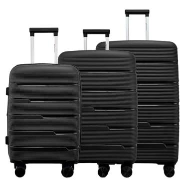 Imagem de Kit 3 Malas Rígidas de Polipropileno 360° 10kg 23kg e 32kg com TSA Gladiador P2C3 (Preto)
