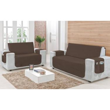 Imagem de Capa Protetor Sofá 2 E 3 Lugares Matelado Isabella Com Porta Acessório