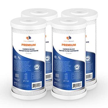 Imagem de Aquaboon Cartucho de filtro de carbono premium de 5 mícrons 10 x 4,5 substituição de filtro de água CTO Block compatível com FXHTC, CB-BB-10, pacote com 4