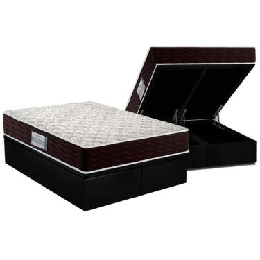 Imagem de Cama Box Baú King: Colchão Espuma D33 Probel Prodormir Advanced + Base Crc Suede Black(193X203)
