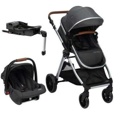 Imagem de Carrinho de Bebê Infanti Romanzo 3 em 1 Berço Passeio Moisés com Bebê Conforto e Base Isofix Veicular TRIO Travel System 0 a 15 Kg Preto Granizo 