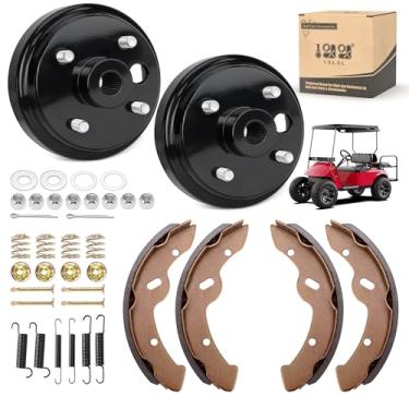Imagem de 10L0L Kit de manutenção de freio de carrinho de golfe para 1997-Up 4 ciclos a gás EZGO TXT Marathon Medalist Columbia 2.5 cm Hole Brake Hub Drums Pads/Shoes Kit de mola OEM # 21807-G1 41843-94
