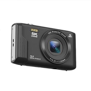 Imagem de Tangxi Câmera Digital 5K, Câmera de Vlogging WiFi de 72MP Com Tela UHD de 2,8", Zoom Digital 16x, Foco Automático, Microfone, Luz de Preenchimento de LED, para Fotografia e Vídeo (Preto)