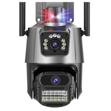 Imagem de Câmera de Segurança Externa Dupla 4K, 6MP, Sirene Policial, Visão Noturna, WiFi