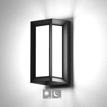 Imagem de Sytmhoe Luz de parede externa do crepúsculo ao amanhecer, LED de arandela externa moderna, luminárias de parede externa preta 6000 K, luz externa para casa, garagem, passarela, quintal, jardim
