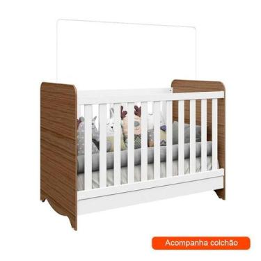 Imagem de Berço Minicama Americano Ben com Colchão Baby D18 (10x70x130) Branco e