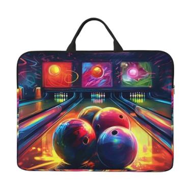 Imagem de Capa para laptop com bolas de boliche de 35,5 cm, bolsa de transporte para computador, à prova de choque, capa protetora para notebook, bolsa portátil para laptop à prova d'água para homens e mulheres