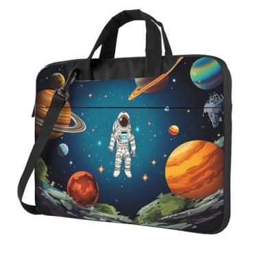 Imagem de Capa para laptop de astronauta foguete espacial sideral à prova de choque capa protetora para notebook bolsa portátil para laptop masculina e feminina, Preto, 15.6 inch