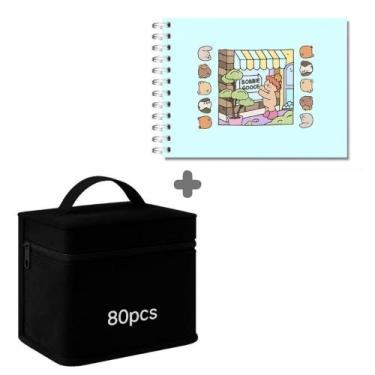 Imagem de 80/100/120 Cores Caneta Marcadora Kit Com Ponta Dupla - Mimi, Caderno 