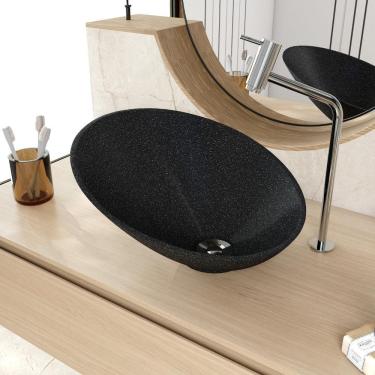 Imagem de Cuba De Apoio Meia Lua Bm38w Preto Granit Matte Preto Granit Matte