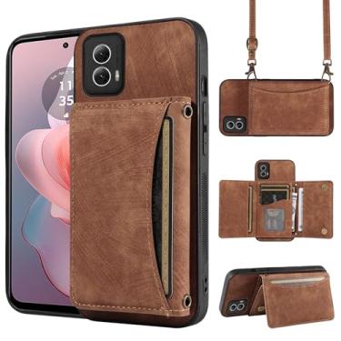 Imagem de Capa de telefone para Motorola Moto G Power 5G 2024 capa carteira com alça de ombro transversal, couro PU, porta-cartão de crédito, bolso fino, acessórios para celular, bolsa flip para celular G5