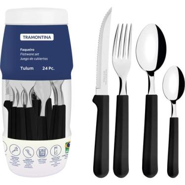 Imagem de Faqueiro Tramontina Aço Inox Tulum 24 Pç Preto